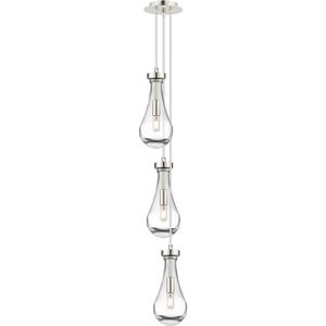 Owego 3 Light 7.13 inch Polished Nickel Multi Pendant Ceiling Light in Clear Glass, Cord Hung
