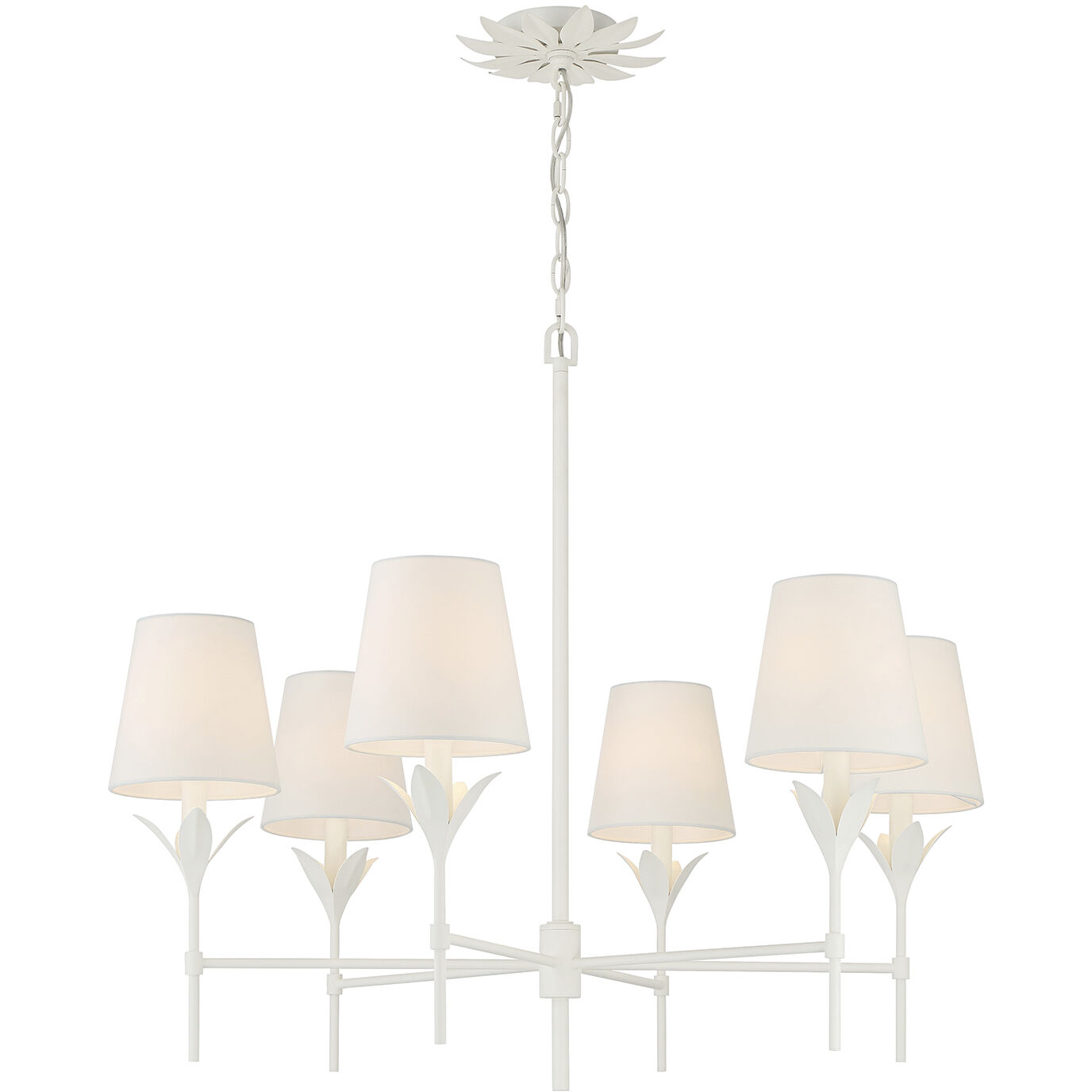 Broche 6 Light 32 inch Matte White Chandelier Ceiling Light