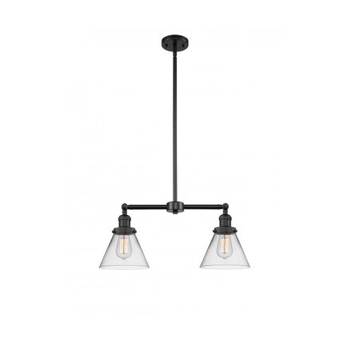 Franklin Restoration Large Cone LED 21 inch Matte Black Chandelier Ceiling Light in Clear Glass, Franklin Restoration