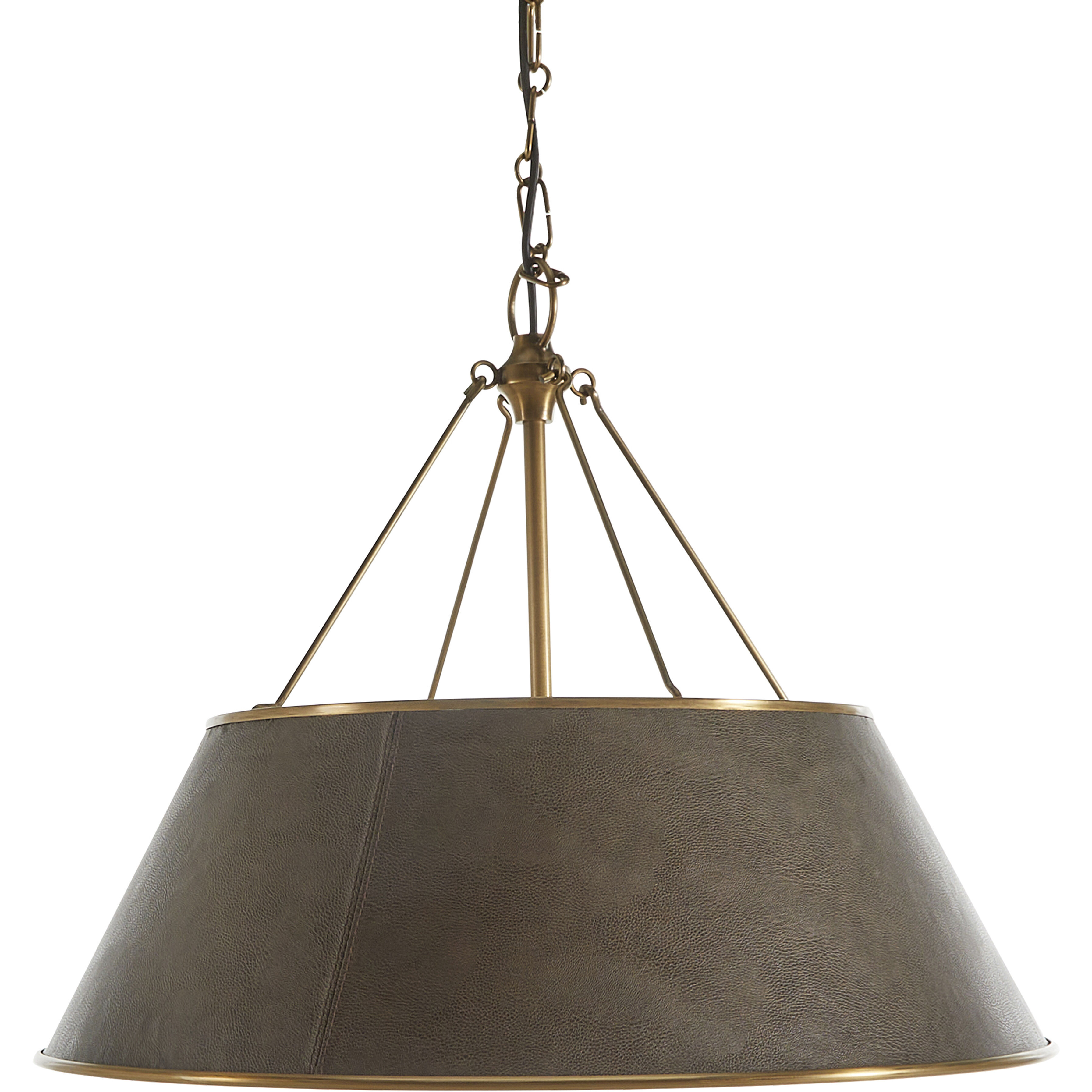 Mariana 4 Light 26.5 inch Brushed Antique Brass and Dark Brown Leather Pendant Ceiling Light
