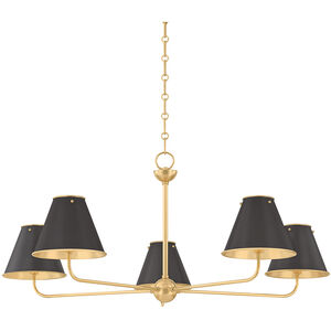 Burghley 5 Light 43 inch Aged Brass and Distressed Bronze Chandelier Ceiling Light