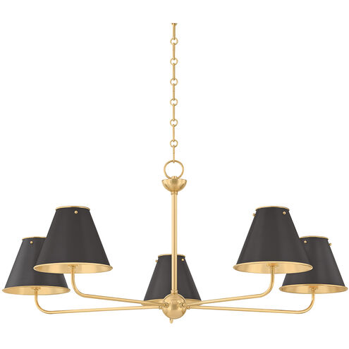 Burghley 5 Light 43 inch Aged Brass and Distressed Bronze Chandelier Ceiling Light