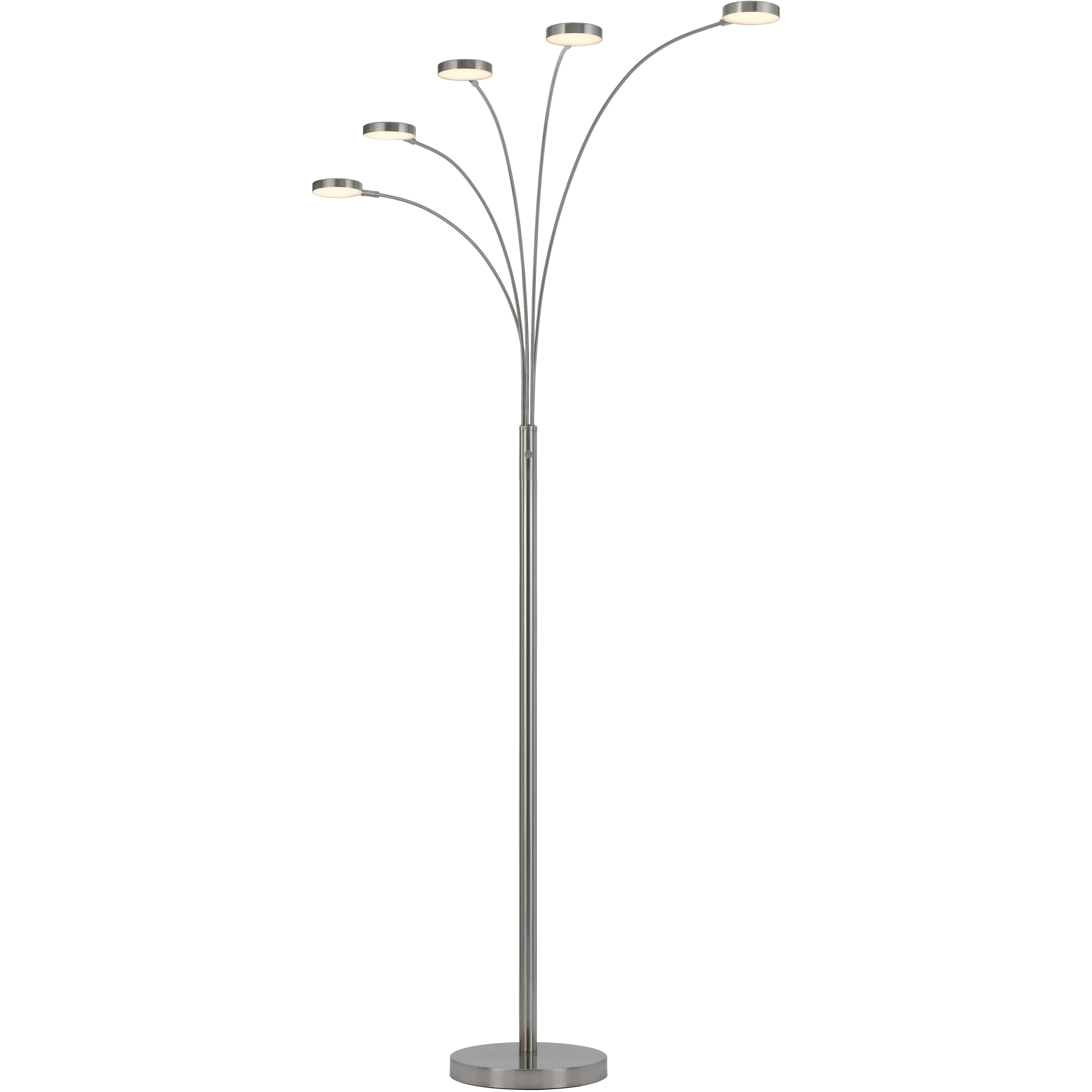 Malibu 82 inch 8.00 watt Brushed Steel Arc Floor Lamp Portable Light