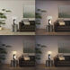 Half Moon 30 inch 100 watt Charcoal Gray and Brushed Nickel Table Lamp Portable Light