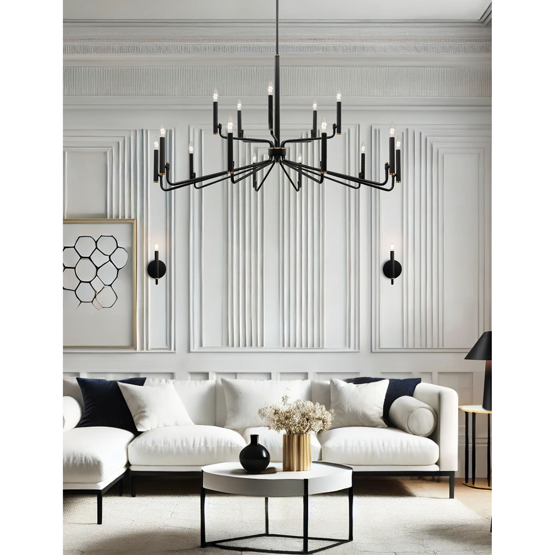 Bedford LED 48 inch Matte Black Chandelier Ceiling Light