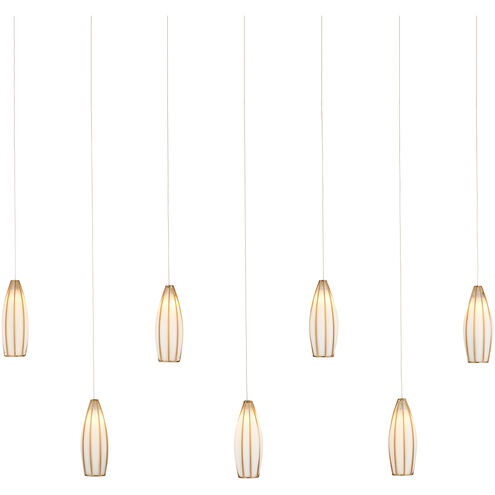 Parish 7 Light 57 inch White/Antique Brass/Silver Multi-Drop Pendant Ceiling Light