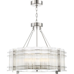 Regis 10 Light 28 inch Polished Nickel with Fluted Glass Chandelier Ceiling Light