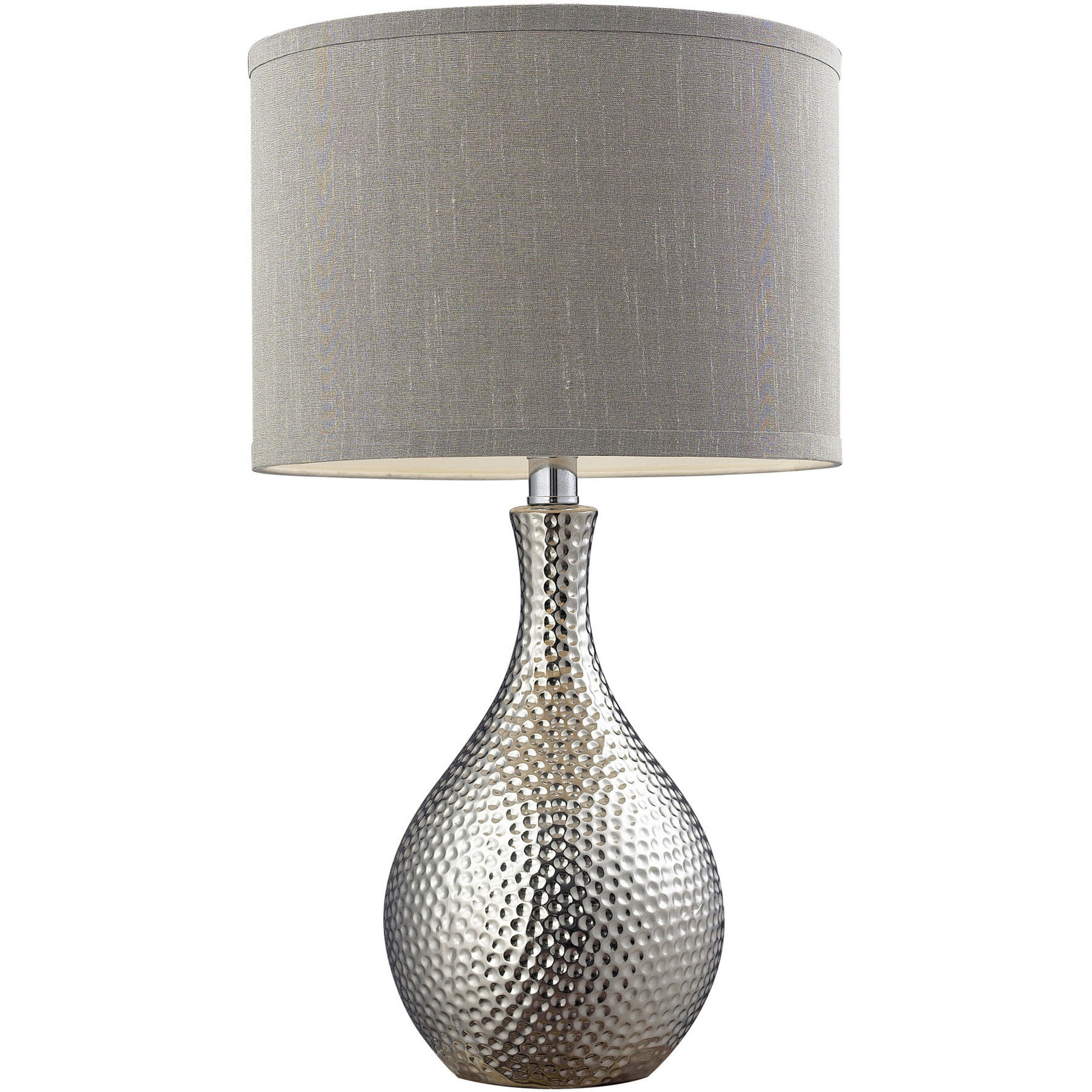 Hammered Chrome 21.5 inch 60 watt Chrome Table Lamp Portable Light
