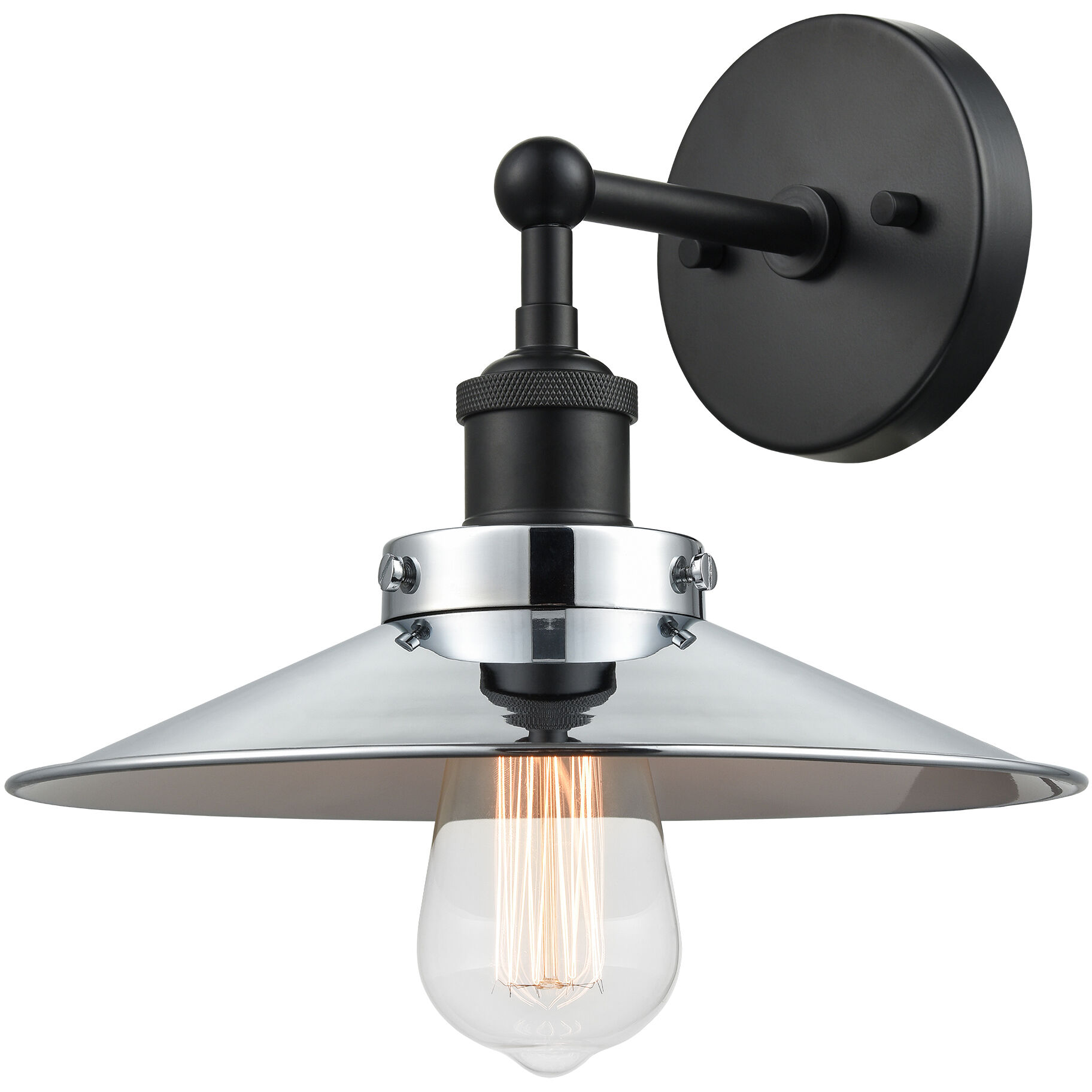 Bulstrode's Workshop 1 Light 8.5 inch Black Wall Sconce Wall Light in Black and Chrome