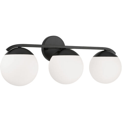 Oliver 3 Light 25.5 inch Matte Black Vanity Light Wall Light