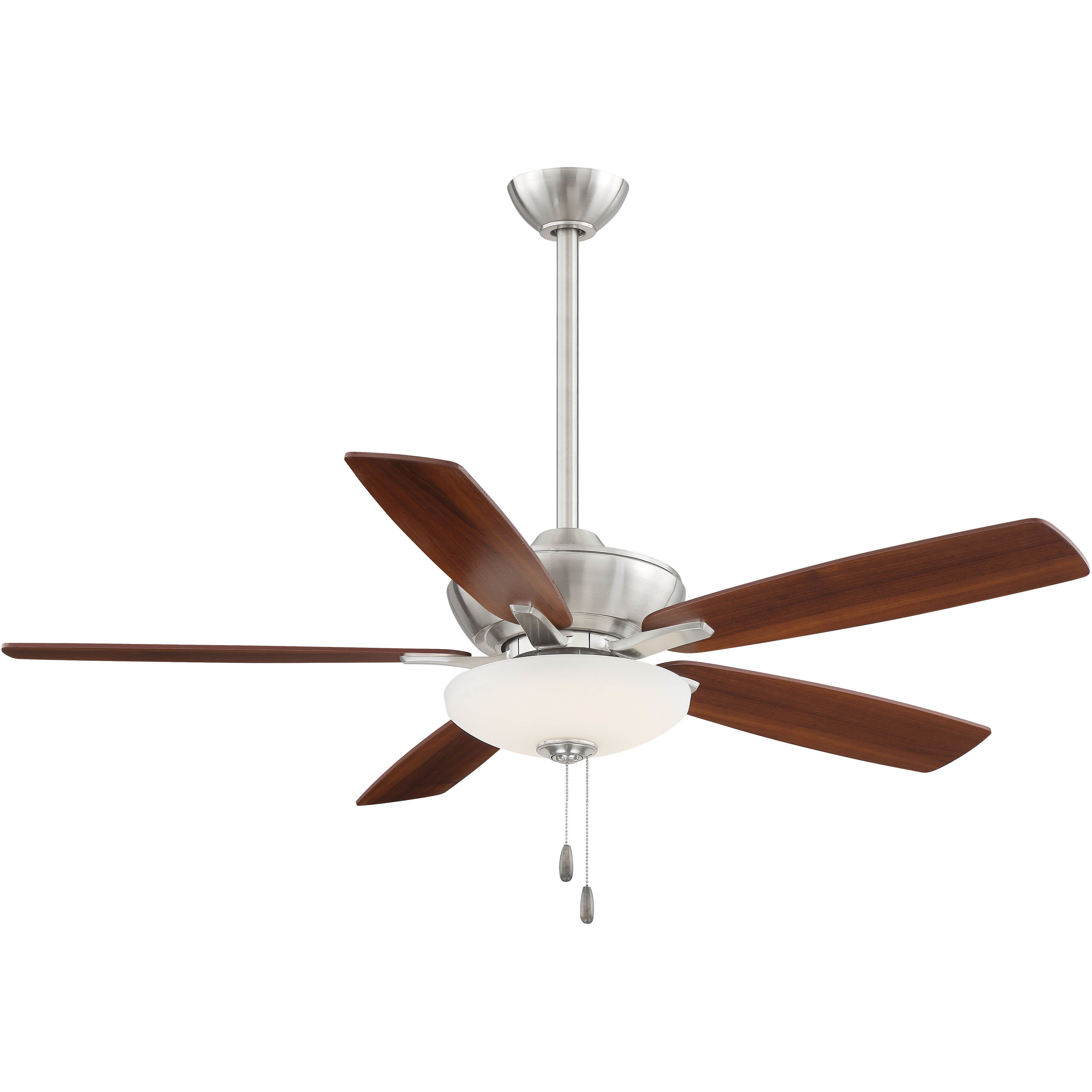 Minute 52 inch Brushed Nickel/Dark Walnut with Medium Maple/Dark Walnut Blades Ceiling Fan
