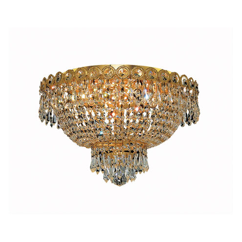 Century 4 Light 16 inch Gold Flush Mount Ceiling Light in Royal Cut