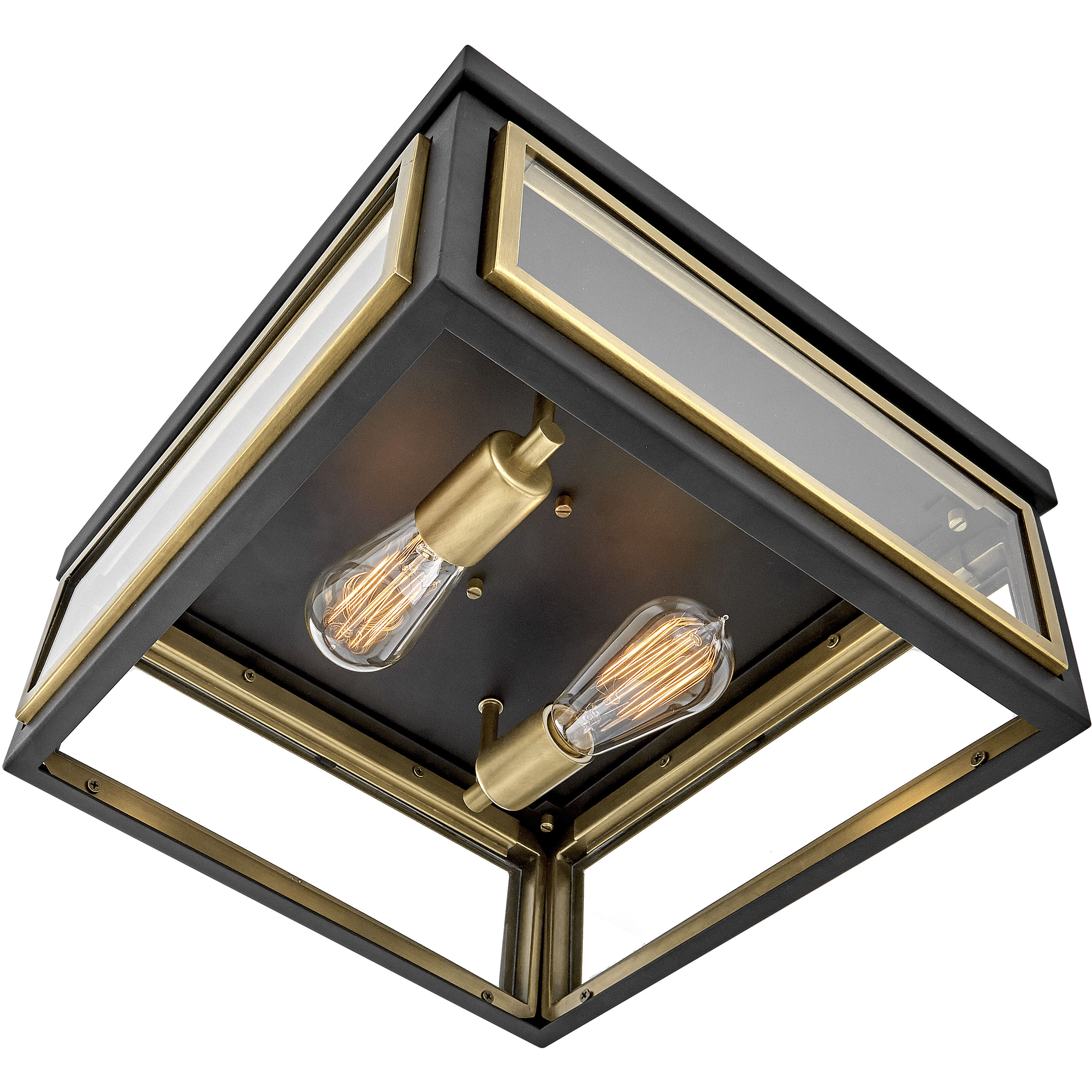 Shaw 14 inch Black with Heritage Brass Indoor Flush Mount Ceiling Light