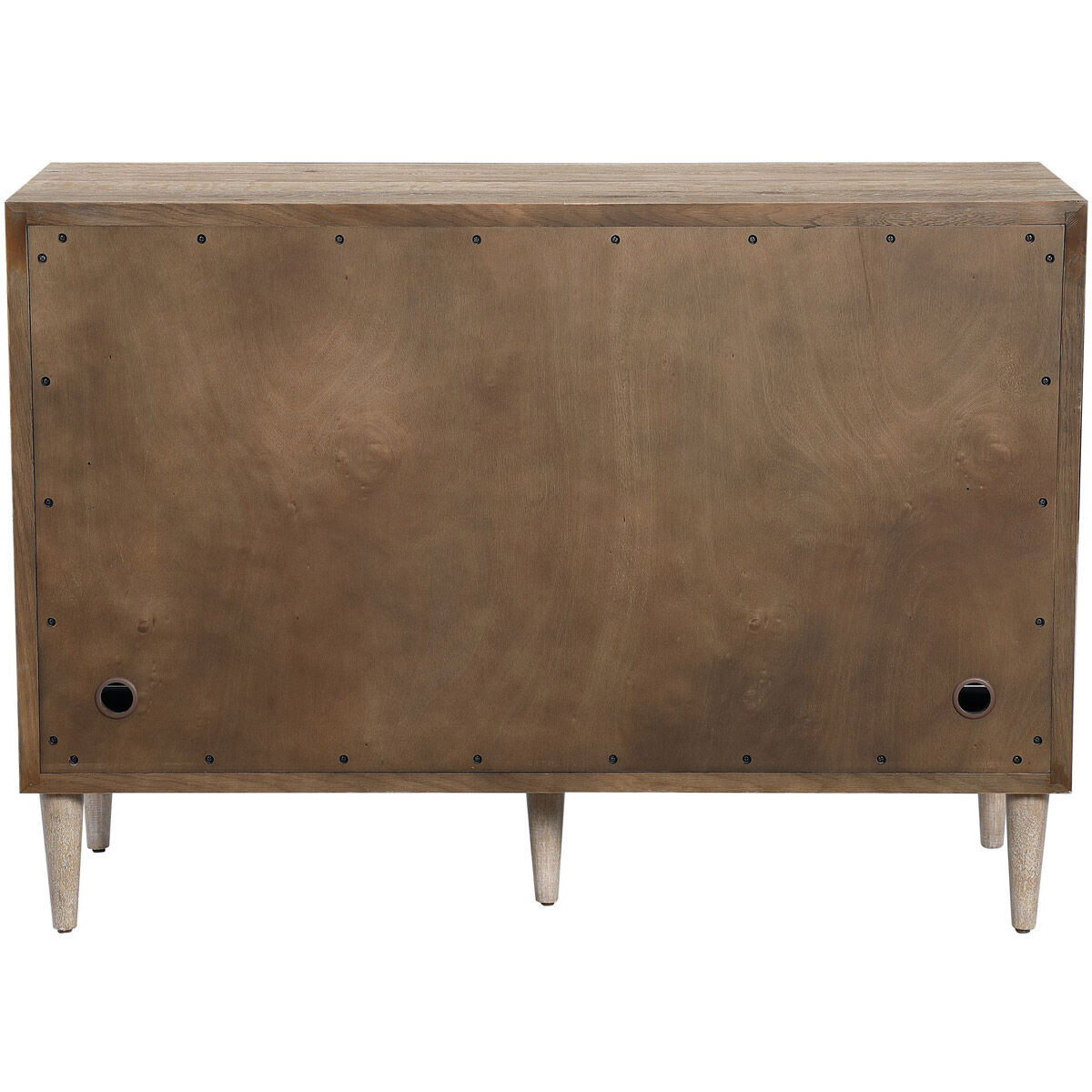 Dani Matte White and Ombre Gray with Oak Veneer 4 Door Cabinet