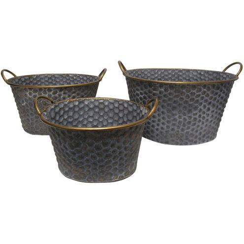 Seneca Zinc and Gold Planter, Set of 3