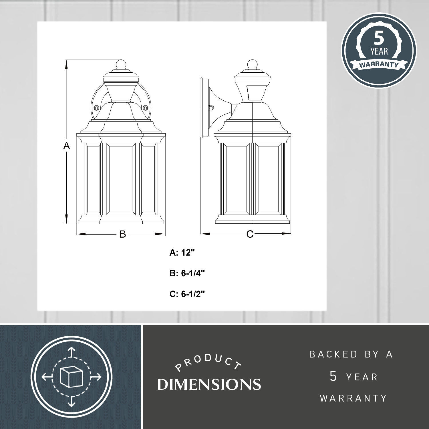 Auburn Textured Black Outdoor Motion Sensor