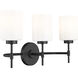 Keylee 3 Light 22 inch Matte Black Bathroom Vanity Light Wall Light