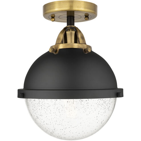 Nouveau 2 Hampden 1 Light 9 inch Black Antique Brass Semi-Flush Mount Ceiling Light in Seedy Glass