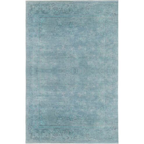 Opulent 72 X 48 inch Blue and Blue Area Rug, Wool, Cotton, and Viscose