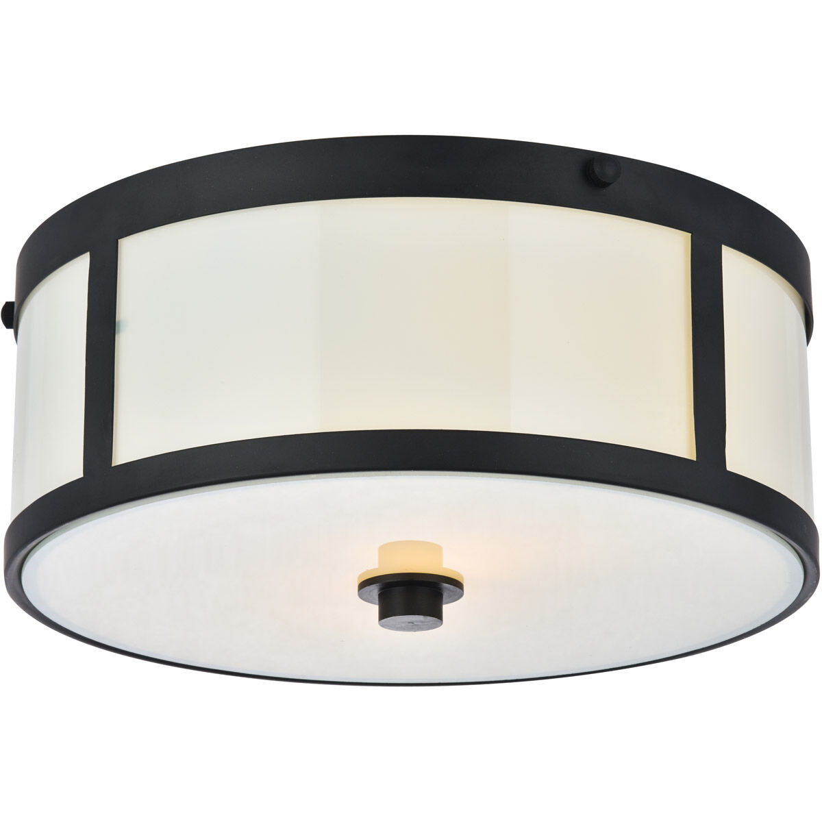 Hadrian 2 Light 12 inch Flat Black and White Flush Mount Ceiling Light