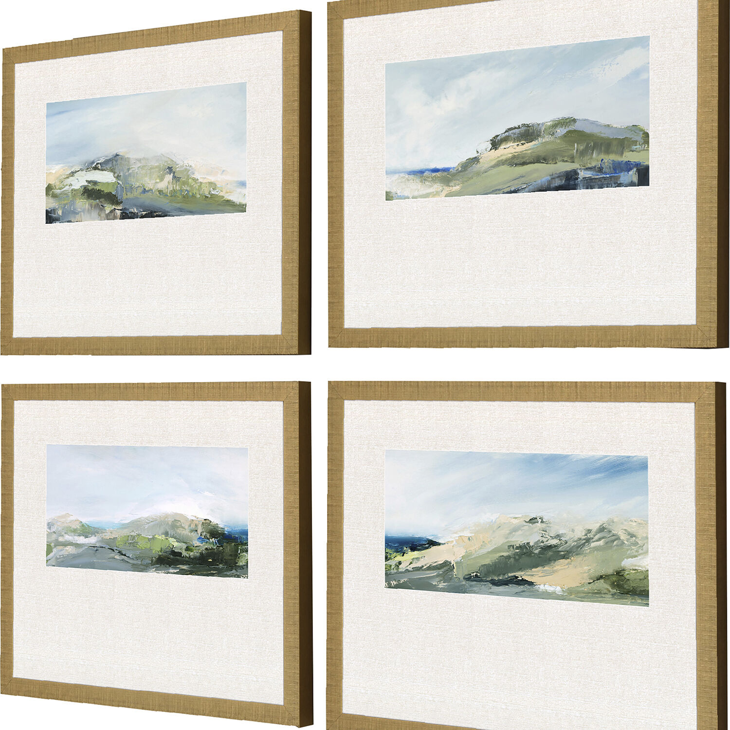 Abstract Green and Blue and Multi and White Framed Art