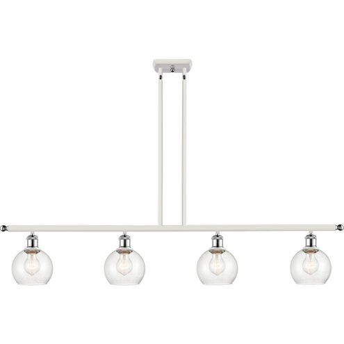 Ballston Athens 4 Light 48 inch White and Polished Chrome Island Light Ceiling Light in Seedy Glass