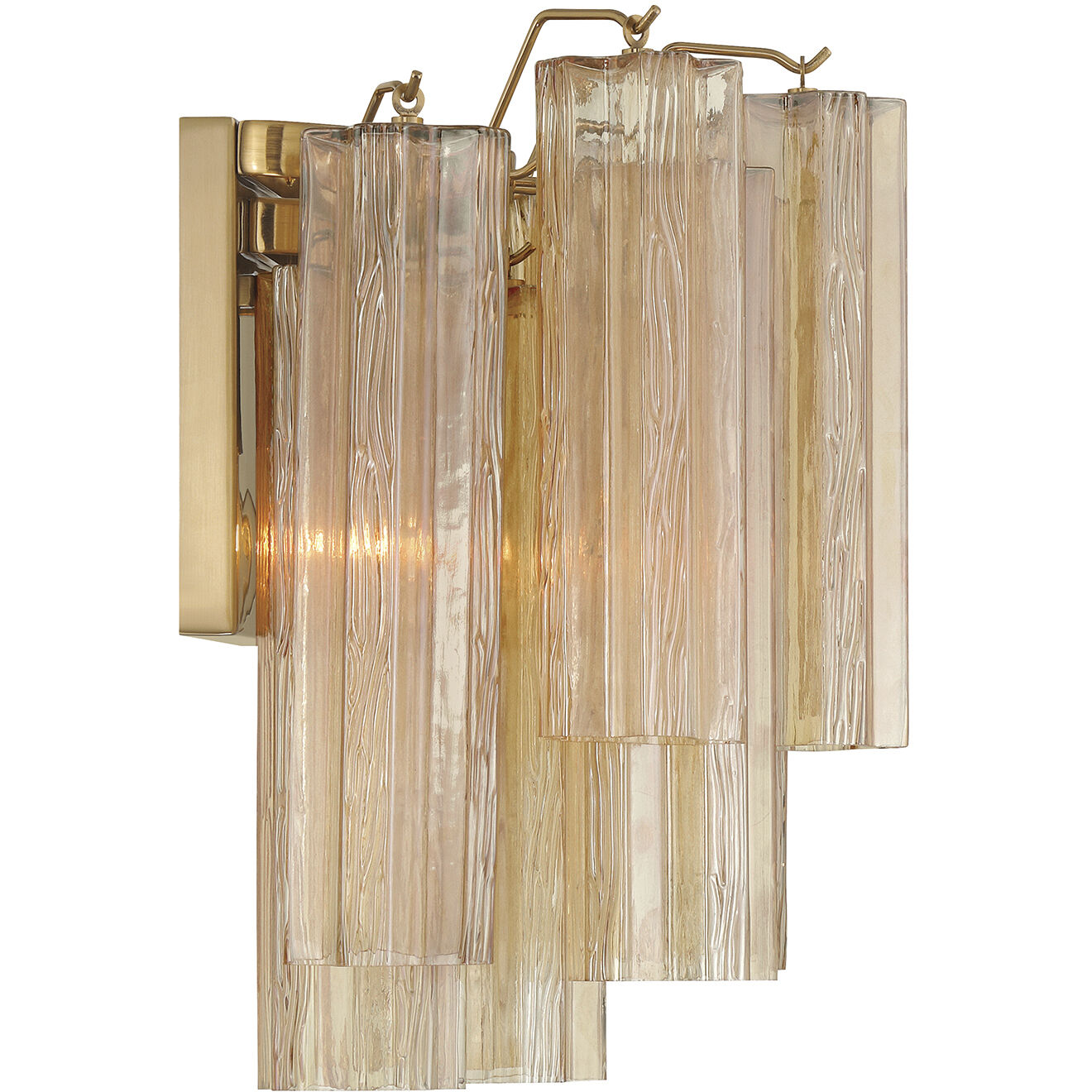 Addis Bath Wall Light in Tronchi Glass Amber