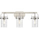 Pilaster II Cylinder 3 Light 24.88 inch Satin Nickel Bath Vanity Light Wall Light in Deco Swirl Glass