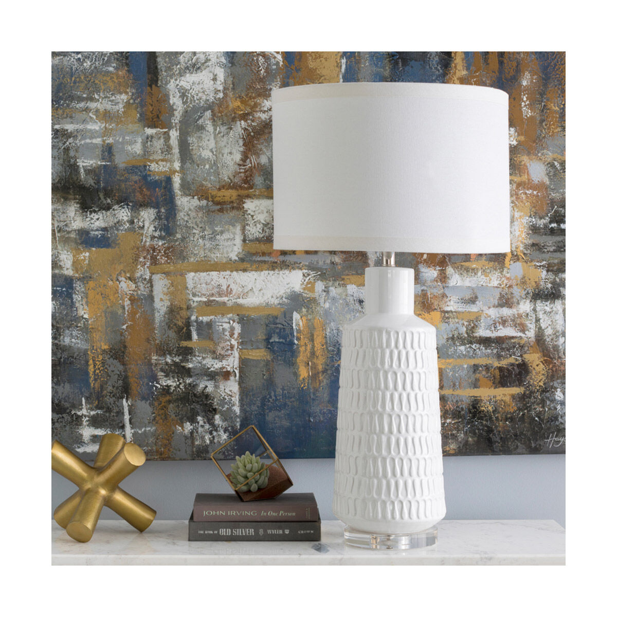 Mcrae 35 inch 100 watt White Table Lamp Portable Light