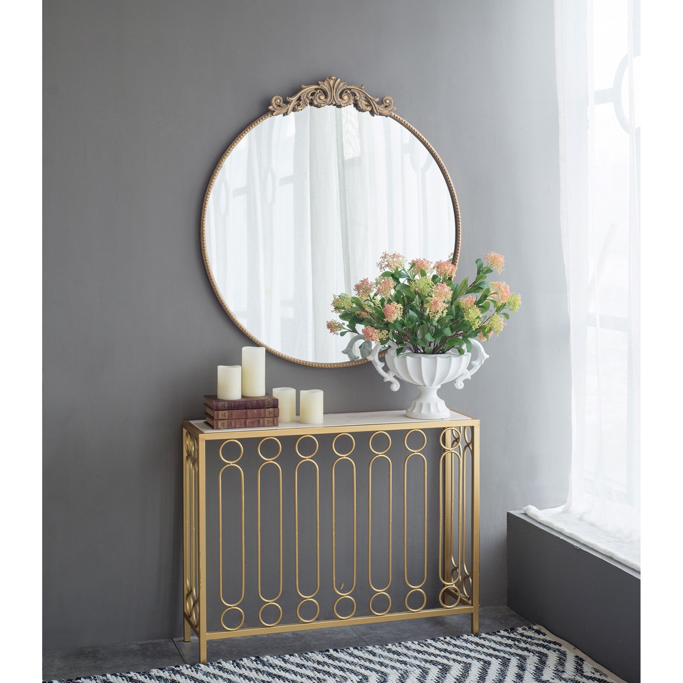 Dia 38.5 X 36 inch Gold Wall Mirror
