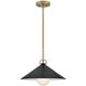 Milo LED 16 inch Lacquered Brass with Black accents Pendant Ceiling Light