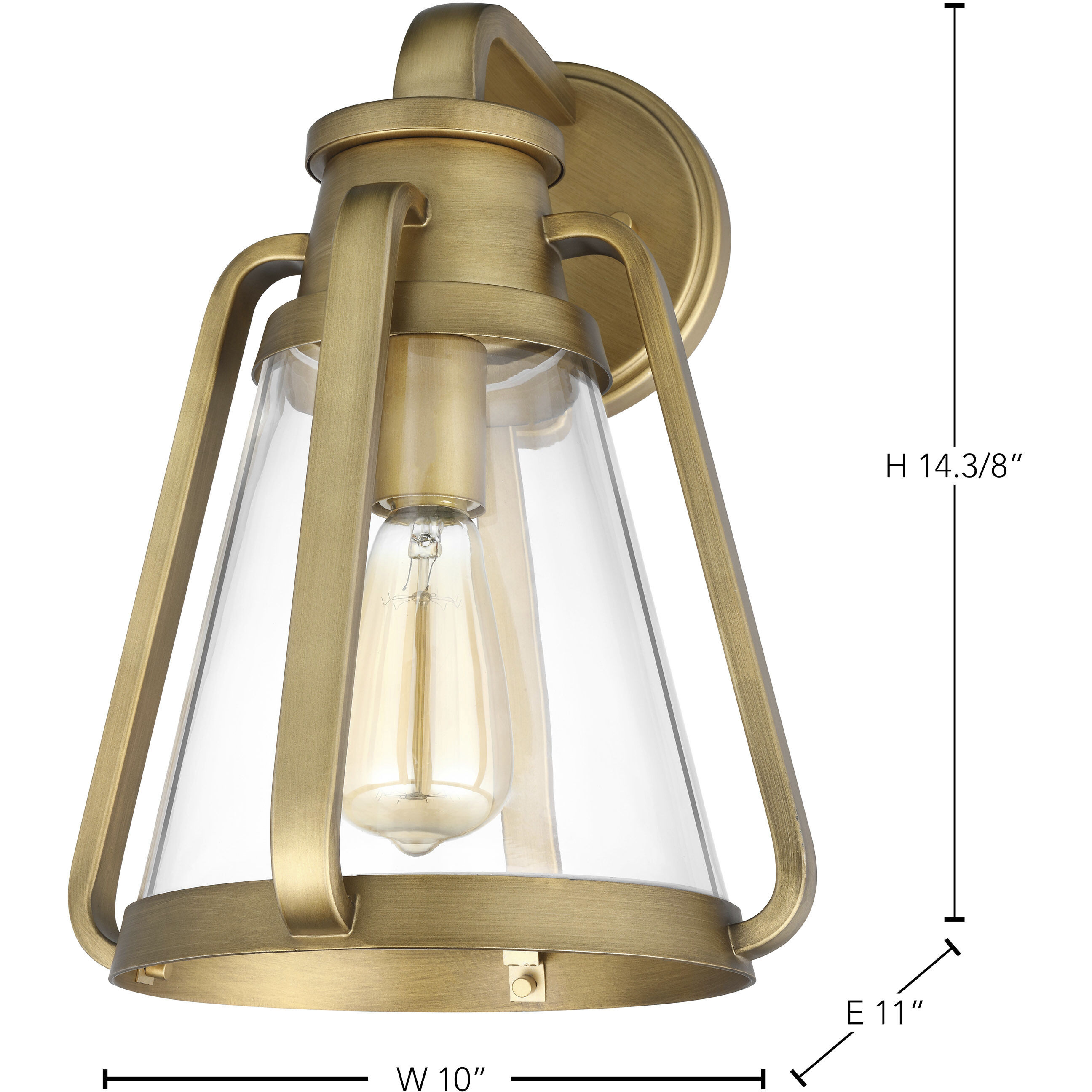 Everett 1 Light 10 inch Natural Brass Bathroom Vanity Lights Wall Light