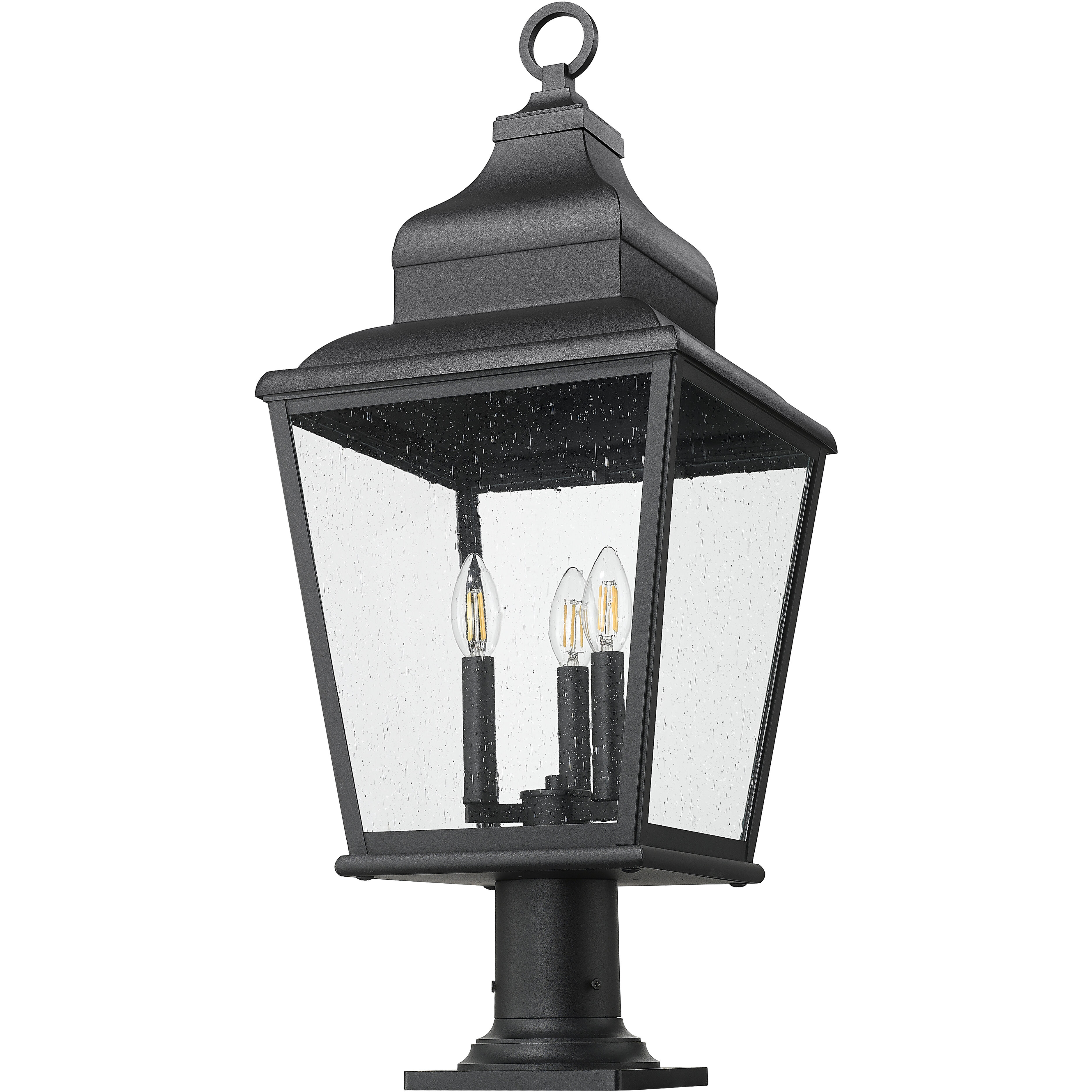 Raphael 3 Light 30 inch Sand Black Outdoor Pier Mounted Fixture in Soft Sand Black