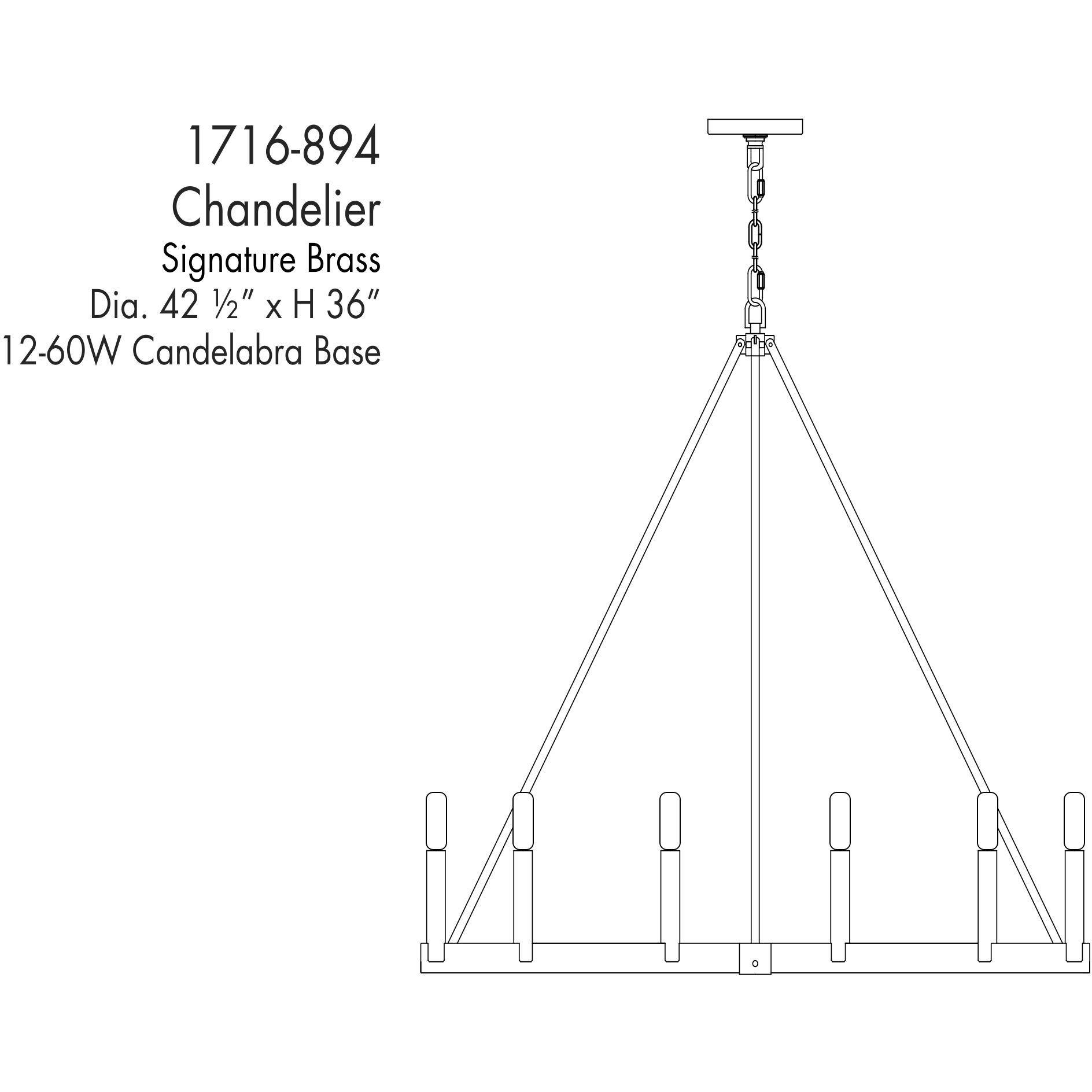 Dutton 12 Light 42.5 inch Signature Brass Chandelier Ceiling Light