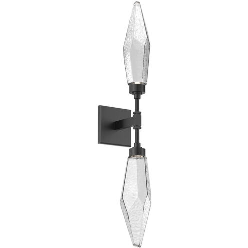 Rock Crystal LED 4.5 inch Matte Black Indoor Sconce Wall Light in Chilled Clear, 2700K LED, Double