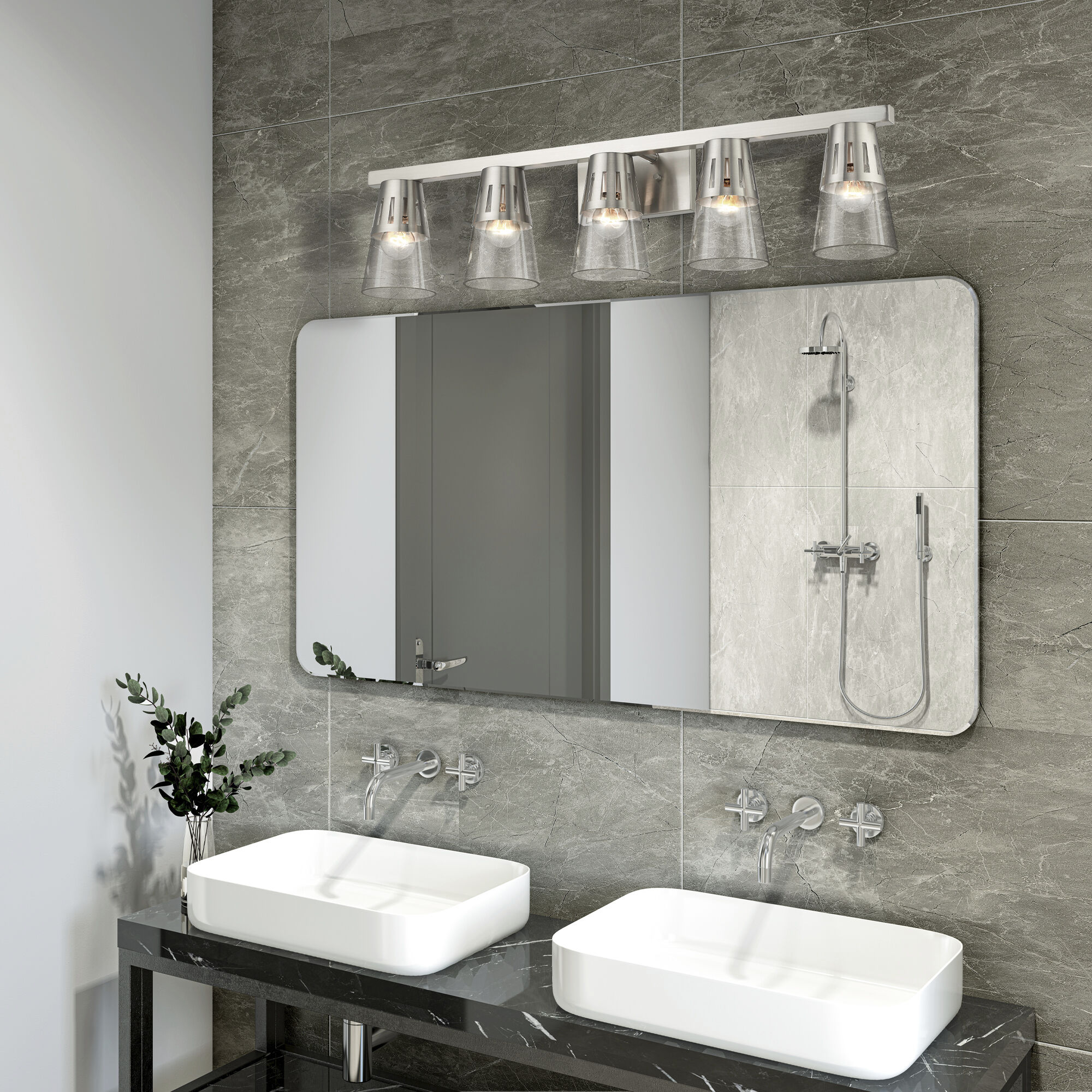 Bennington 5 Light 35.75 inch Brushed Nickel Large Vanity Sconce Wall Light