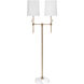 Minerva 52 inch 40.00 watt Antique Brass & White Marble Twin Shade Floor Lamp Portable Light