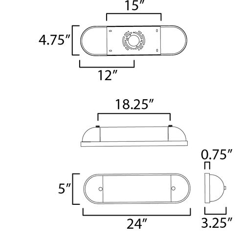 Capsule LED 24 inch Polished Chrome Bath Vanity Light Wall Light