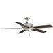 Builder Specialty 52 inch Satin Nickel with Chestnut Blades Ceiling Fan