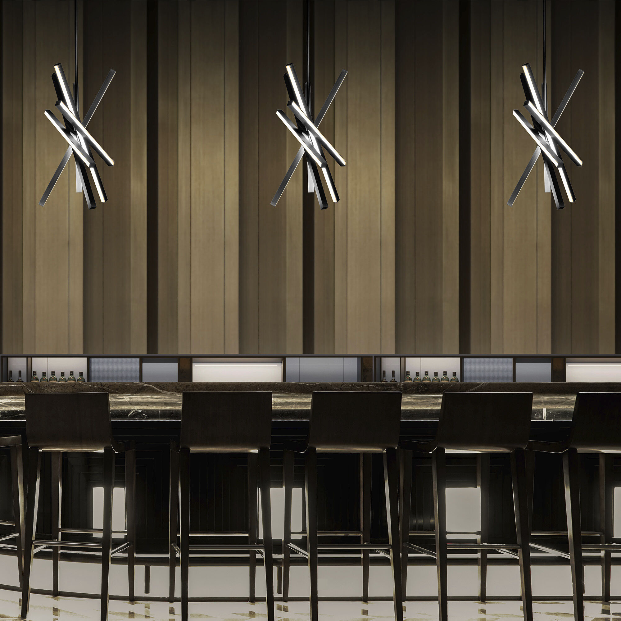 Parallax LED 15.13 inch Black Pendant Ceiling Light, dweLED