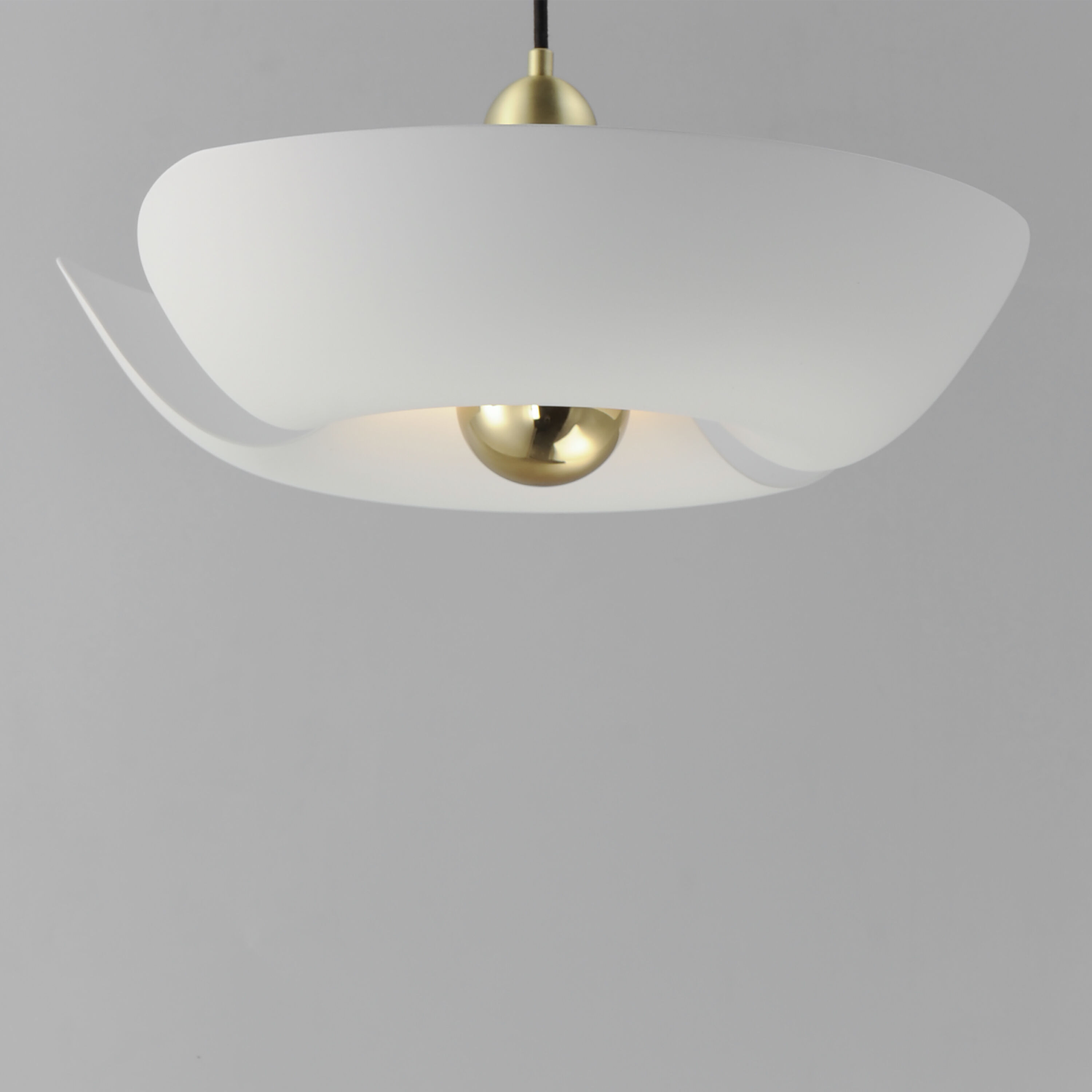 Poppy LED 17.75 inch White with Satin Brass Single Pendant Ceiling Light in White and Satin Brass