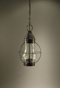 Bosc 2 Light 13 inch Antique Brass Hanging Lantern Ceiling Light in Clear Glass, Candelabra