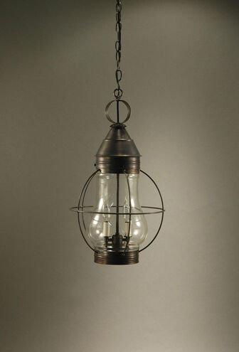 Bosc 1 Light 13 inch Verdi Gris Hanging Lantern Ceiling Light in Clear Seedy Glass, Medium