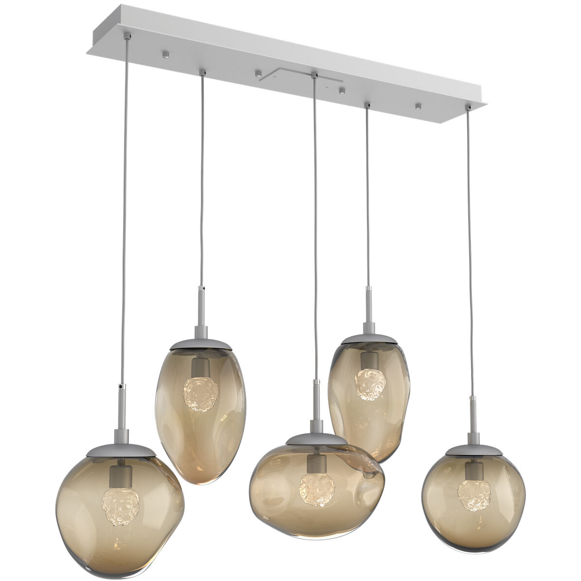 Cosmos LED LED Classic Silver Linear Pendant Ceiling Light in 3000K LED, Floret Inner - Bronze Outer, Multi-Pendant