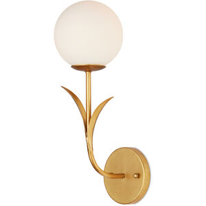 Rossville 1 Light 5 inch Contemporary Gold Leaf/Frosted White Wall Sconce Wall Light