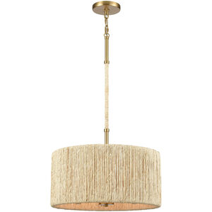 Abaca 4 Light 18 inch Brushed Gold with Natural Chandelier Ceiling Light