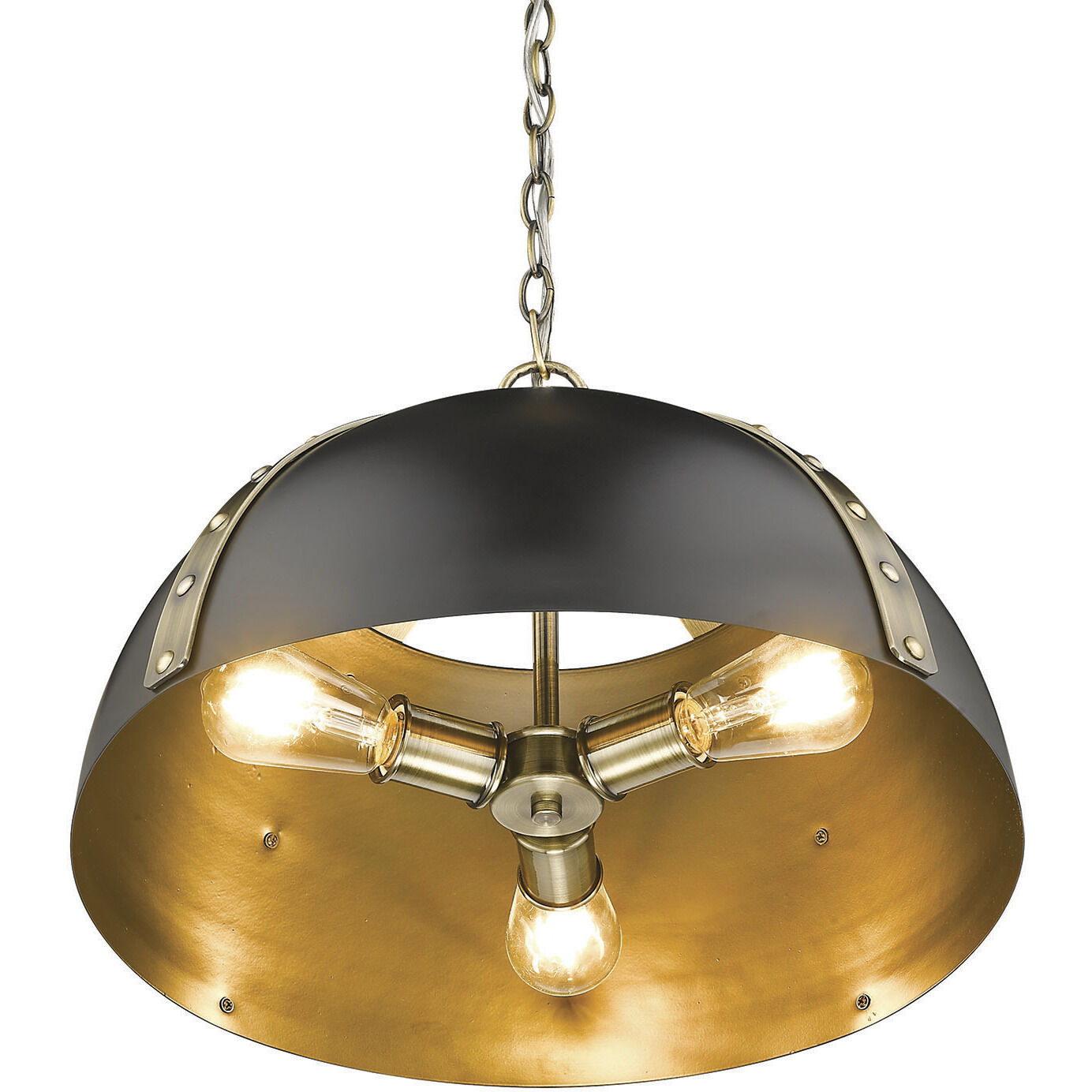 Aldrich Pendant Ceiling Light in Aged Brass, Matte Black