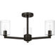 Fullton 3 Light 23.13 inch Midnight Black Semi-Flush Mount Ceiling Light in Clear Glass