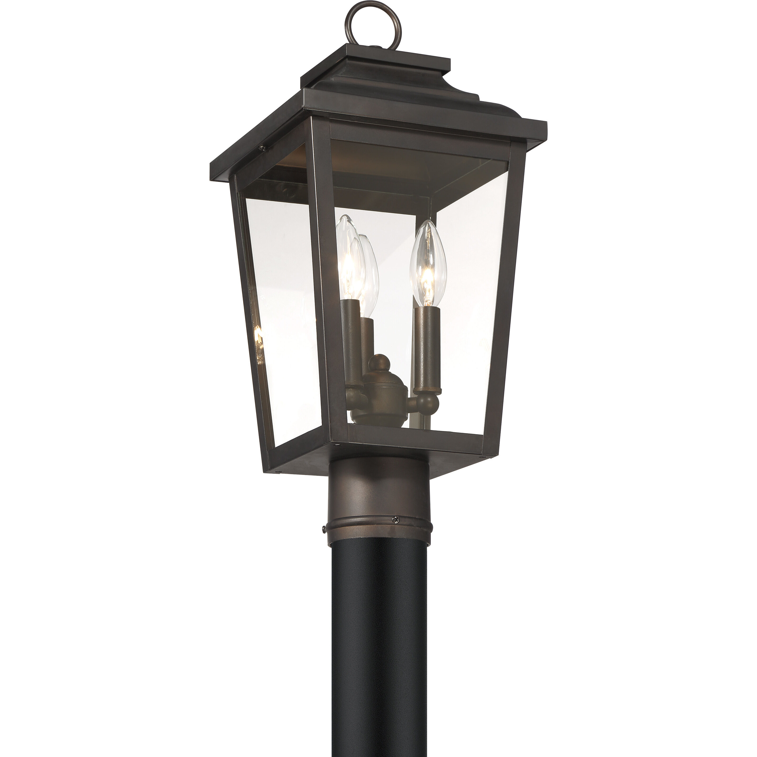 Great Outdoors Irvington Manor 3 Light 18 inch Chelesa Bronze Outdoor Post Mount in Incandescent, Clear Glass