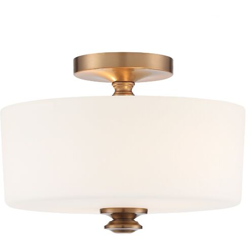 Travis 2 Light 12.5 inch Vibrant Gold Semi Flush Ceiling Light